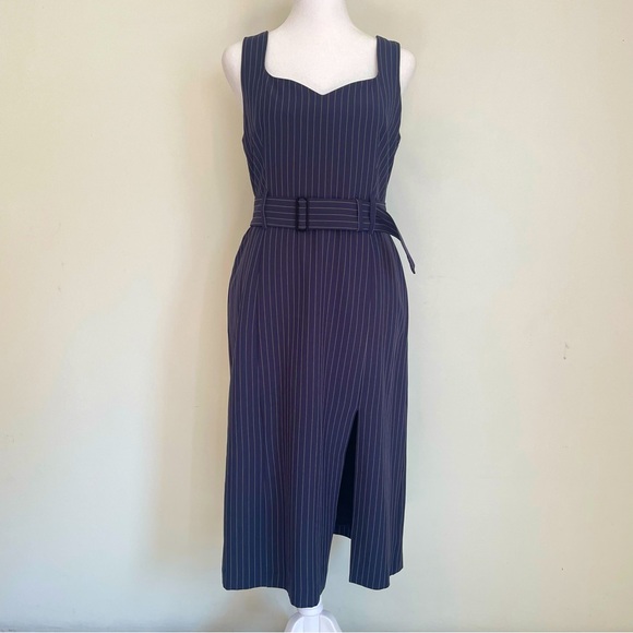 Banana Republic Dresses & Skirts - Banana Republic Navy Blue Pinstriped Summer Midi Dress Fully Lined Women’s 4P